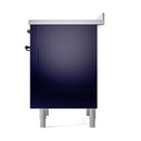 ILVE 36-Inch Nostalgie II Induction Range with Solid Door Oven in Midnight Blue with Bronze Trim (UPI366QNMPMBB)