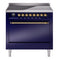 ILVE 36-Inch Nostalgie II Induction Range with Solid Door Oven in Midnight Blue with Brass Trim (UPI366QNMPMBG)