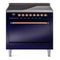 ILVE 36-Inch Nostalgie II Induction Range with Solid Door Oven in Midnight Blue with Copper Trim (UPI366QNMPMBP)