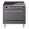 ILVE 36-Inch Nostalgie II Induction Range with Solid Door Oven in Matte Graphite in Chrome Trim (UPI366QNMPMGC)