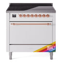 ILVE 36-Inch Nostalgie II Induction Range with Solid Door Oven in Custom RAL with Copper Trim (UPI366QNMPRAP)