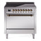 ILVE 36-Inch Nostalgie II Induction Range with Solid Door Oven in Stainless Steel with Bronze Trim (UPI366QNMPSSB)