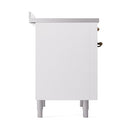 ILVE 36-Inch Nostalgie II Induction Range with Solid Door Oven in White with Bronze Trim (UPI366QNMPWHB)