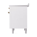 ILVE 36-Inch Nostalgie II Induction Range with Solid Door Oven in White with Bronze Trim (UPI366QNMPWHB)