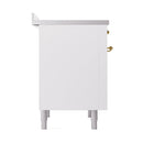 ILVE 36-Inch Nostalgie II Induction Range with Solid Door Oven in White with Brass Trim (UPI366QNMPWHG)