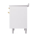 ILVE 36-Inch Nostalgie II Induction Range with Solid Door Oven in White with Brass Trim (UPI366QNMPWHG)