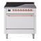 ILVE 36-Inch Nostalgie II Induction Range with Solid Door Oven in White with Copper Trim (UPI366QNMPWHP)