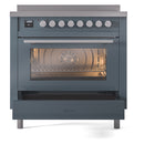 ILVE Professional Plus II 36-Inch Induction Range in Blue Grey (UPI366WMPBG)