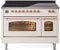 ILVE Nostalgie II 48-Inch Freestanding Electric Induction Range in Antique White with Copper Trim (UPI486NMPAWP)