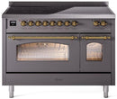 ILVE Nostalgie II 48-Inch Limited Edition Induction Range in Matte Graphite with Brass Trim (UPI486NMPMGG-LE)