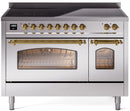 ILVE Nostalgie II 48-Inch Limited Edition Induction Range in Stainless Steel with Brass Trim (UPI486NMPSSG-LE)
