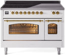 ILVE Nostalgie II 48-Inch Limited Edition Induction Range in White with Brass Trim (UPI486NMPWHG-LE)