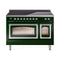 ILVE Nostalgie II Noblesse 48-Inch 5.02 Cu. Ft. Dual Oven Induction Range with 6 Elements and Triple Glass Door in Emerald Green with Chrome Trim (UNI486NMPEGC)
