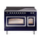 ILVE Nostalgie II Noblesse 48-Inch 5.02 Cu. Ft. Dual Oven Induction Range with 6 Elements and Triple Glass Door in Midnight Blue with Chrome Trim (UNI486NMPMBC)