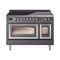 ILVE Nostalgie II Noblesse 48-Inch 5.02 Cu. Ft. Dual Oven Induction Range with 6 Elements and Triple Glass Door in Matte Graphite with Chrome Trim (UNI486NMPMGC)