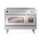 ILVE Nostalgie II Noblesse 48-Inch 5.02 Cu. Ft. Dual Oven Induction Range with 6 Elements and Triple Glass Door in Stainless Steel with Chrome Trim (UNI486NMPSSC)