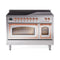 ILVE Nostalgie II Noblesse 48-Inch 5.02 Cu. Ft. Dual Oven Induction Range with 6 Elements and Triple Glass Door in Stainless Steel with Copper Trim (UNI486NMPSSP)