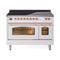 ILVE Nostalgie II Noblesse 48-Inch 5.02 Cu. Ft. Dual Oven Induction Range with 6 Elements and Triple Glass Door in White with Copper Trim (UNI486NMPWHP)