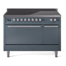 ILVE Professional Plus II 48-Inch 3.5 + 1.52 Cu. Ft. Induction Range with 6 Elements and Solid Door Oven in Blue Grey (UPI486QMPBG)