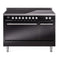 ILVE Professional Plus II 48-Inch 3.5 + 1.52 Cu. Ft. Induction Range with 6 Elements and Solid Door Oven in Glossy Black (UPI486QMPBK)