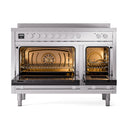 ILVE Professional Plus II 48-Inch 3.5 + 1.52 Cu. Ft. Induction Range with 6 Elements and Solid Door Oven in Stainless Steel (UPI486QMPSS)