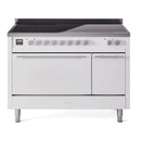 ILVE Professional Plus II 48-Inch 3.5 + 1.52 Cu. Ft. Induction Range with 6 Elements and Solid Door Oven in White (UPI486QMPWH)