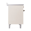 ILVE 48-Inch Nostalgie II Induction Range with Solid Door Oven in Antique White with Bronze Trim (UPI486QNMPAWB)
