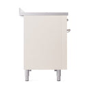 ILVE 48-Inch Nostalgie II Induction Range with Solid Door Oven in Antique White with Chrome Trim (UPI486QNMPAWC)