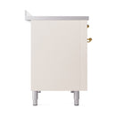 ILVE 48-Inch Nostalgie II Induction Range with Solid Door Oven in Antique White with Brass Trim (UPI486QNMPAWG)