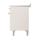ILVE 48-Inch Nostalgie II Induction Range with Solid Door Oven in Antique White with Copper Trim (UPI486QNMPAWP)