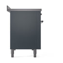 ILVE 48-Inch Nostalgie II Induction Range with Solid Door Oven in Blue Grey with Chrome Trim (UPI486QNMPBGC)