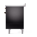 ILVE 48-Inch Nostalgie II Induction Range with Solid Door Oven in Glossy Black with Bronze Trim (UPI486QNMPBKB)