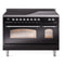 ILVE 48-Inch Nostalgie II Induction Range with Solid Door Oven in Glossy Black with Chrome Trim (UPI486QNMPBKC)