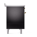 ILVE 48-Inch Nostalgie II Induction Range with Solid Door Oven in Glossy Black with Brass Trim (UPI486QNMPBKG)
