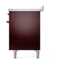 ILVE 48-Inch Nostalgie II Induction Range with Solid Door Oven in Burgundy with Brass Trim (UPI486QNMPBUG)