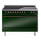 ILVE 48-Inch Nostalgie II Induction Range with Solid Door Oven in Emerald Green with Bronze Trim (UPI486QNMPEGB)