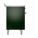 ILVE 48-Inch Nostalgie II Induction Range with Solid Door Oven in Emerald Green with Brass Trim (UPI486QNMPEGG)