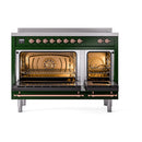 ILVE 48-Inch Nostalgie II Induction Range with Solid Door Oven in Emerald Green with Copper Trim (UPI486QNMPEGP)