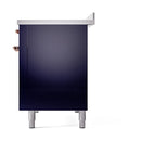 ILVE 48-Inch Nostalgie II Induction Range with Solid Door Oven in Midnight Blue with Copper Trim (UPI486QNMPMBP)