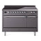 ILVE 48-Inch Nostalgie II Induction Range with Solid Door Oven in Matte Graphite with Chrome Trim (UPI486QNMPMGC)
