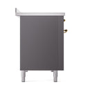 ILVE 48-Inch Nostalgie II Induction Range with Solid Door Oven in Matte Graphite with Brass Trim (UPI486QNMPMGG)