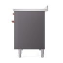 ILVE 48-Inch Nostalgie II Induction Range with Solid Door Oven in Matte Graphite with Copper Trim (UPI486QNMPMGP)