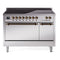 ILVE 48-Inch Nostalgie II Induction Range with Solid Door Oven in Stainless Steel with Chrome Trim (UPI486QNMPSSC)