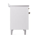 ILVE 48-Inch Nostalgie II Induction Range with Solid Door Oven in Stainless Steel with White with Bronze Trim (UPI486QNMPWHB)