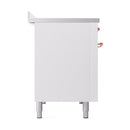 ILVE 48-Inch Nostalgie II Induction Range with Solid Door Oven in Stainless Steel with White with Copper Trim (UPI486QNMPWHP)