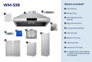 Hauslane 30-Inch Wall Mount Range Hood in Matte White, Convertible & Suitable for High Ceiling (WM-538WHT-30)