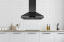 Hauslane 30-Inch Wall Mount Range Hood in Matte Black, Convertible & Suitable for High Ceiling (WM-538BLK-30)