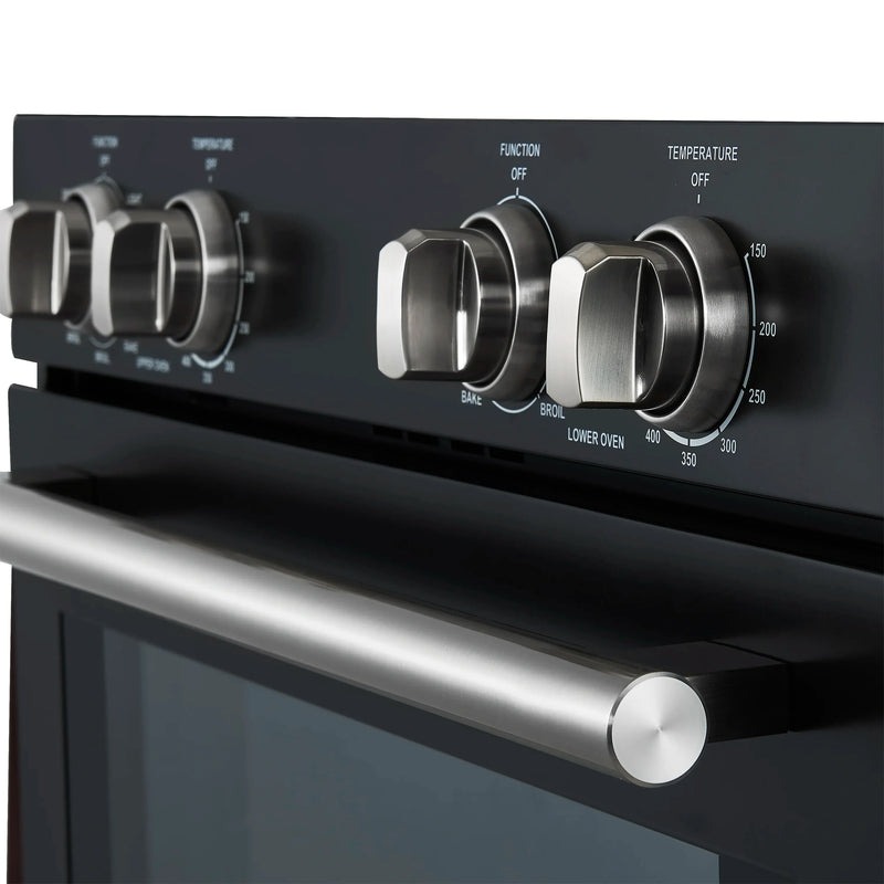 Forno 2-Piece Appliance Package - 30-Inch Vomero Double Wall Oven & 30-Inch Microwave Oven in Black with Stainless Steel Handle