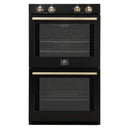 Forno Vomero 30-Inch Double Wall Oven with 10 cu.ft Total Capacity in Black with Antique Brass Handle (FBOEL1324-30BLK)