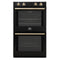 Forno Vomero 30-Inch Double Wall Oven with 10 cu.ft Total Capacity in Black with Antique Brass Handle (FBOEL1324-30BLK)